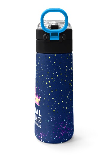 Coral High Kids Çok Renkli Lacivert Desenli Pipetli ve Direkt İçim Çelik Termos 500 ml 31848 - 4