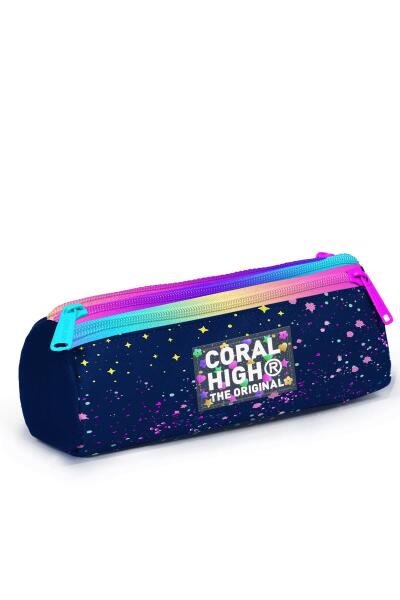 Coral High Kids Çok Renkli Lacivert Üç Bölmeli Kalem Çantası 11163 - 3
