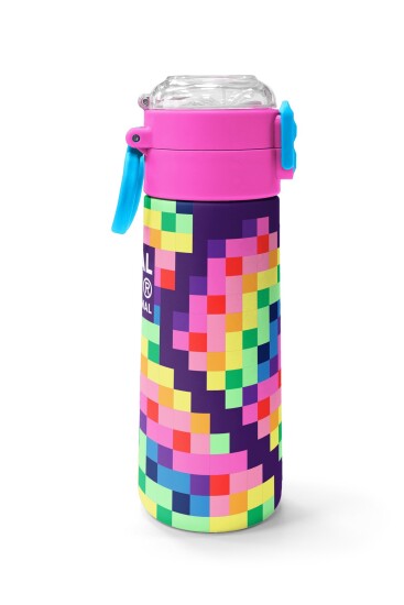 Coral High Kids Çok Renkli Piksel Kalp Desenli Pipetli ve Direkt İçim Çelik Termos 500 ml 38108 - 2