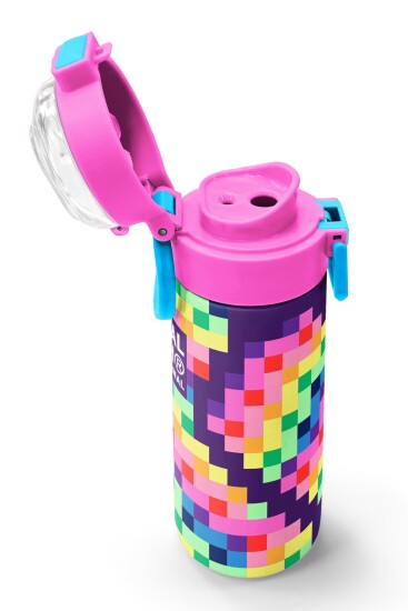 Coral High Kids Çok Renkli Piksel Kalp Desenli Pipetli ve Direkt İçim Çelik Termos 500 ml 38108 - 6