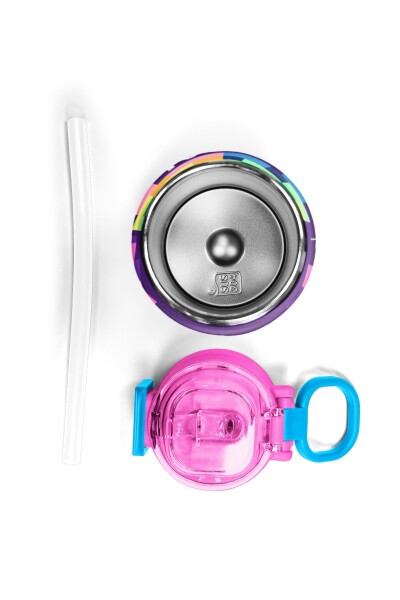 Coral High Kids Çok Renkli Piksel Kalp Desenli Pipetli ve Direkt İçim Çelik Termos 500 ml 38108 - 7