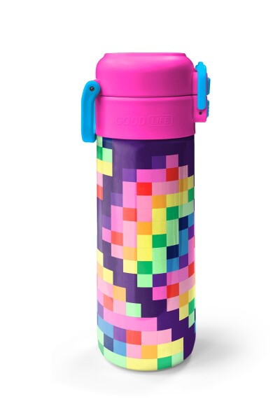 Coral High Kids Çok Renkli Piksel Kalp Desenli Pipetli ve Direkt İçim Çelik Termos 500 ml 38108 - 5