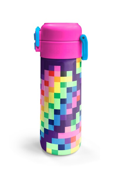 Coral High Kids Çok Renkli Piksel Kalp Desenli Pipetli ve Direkt İçim Çelik Termos 500 ml 38108 - 6