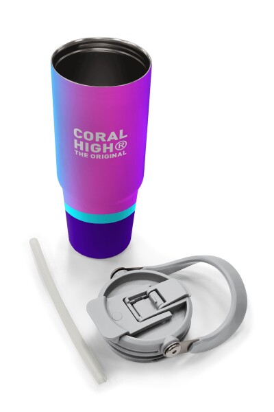 Coral High Kids Çok Renkli Pipetli ve Direkt İçim Çelik Termos 900 ml 38723 - 8