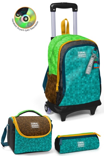 Coral High Kids Craft Desenli Desenli Çekçekli 3'lü Çanta Seti SET0134016 - 2