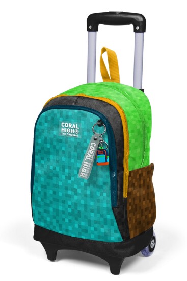 Coral High Kids Craft Desenli Üç Bölmeli Çekçekli Okul Sırt Çantası 34016 - 6