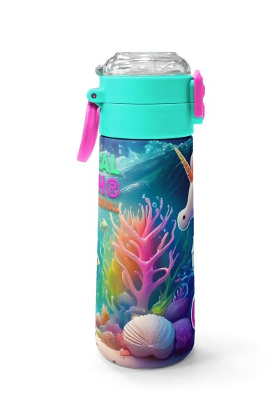 Coral High Kids Denizatı Desenli Pipetli ve Direkt İçim Çelik Termos 500 ml 31988 - 2