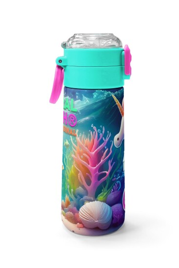 Coral High Kids Denizatı Desenli Pipetli ve Direkt İçim Çelik Termos 500 ml 31988 - 2