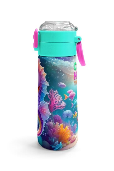 Coral High Kids Denizatı Desenli Pipetli ve Direkt İçim Çelik Termos 500 ml 31988 - 3