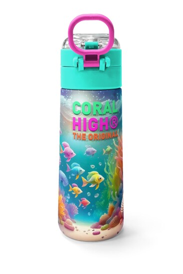 Coral High Kids Denizatı Desenli Pipetli ve Direkt İçim Çelik Termos 500 ml 31988 - 4