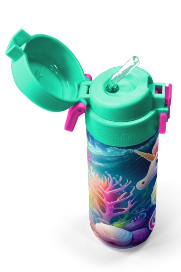 Coral High Kids Denizatı Desenli Pipetli ve Direkt İçim Çelik Termos 500 ml 31988 - 2
