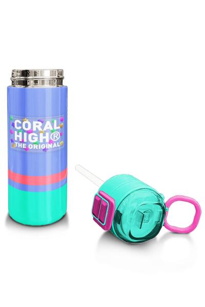 Coral High Kids Derin Mavi Renkli Pipetli ve Direkt İçim Çelik Termos 500 ml 31854 - 4