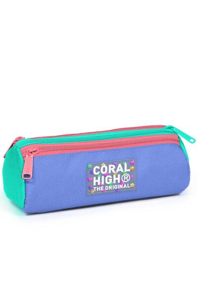 Coral High Kids Derin Mavi Renkli Üç Bölmeli Kalem Çantası 11168 - 1