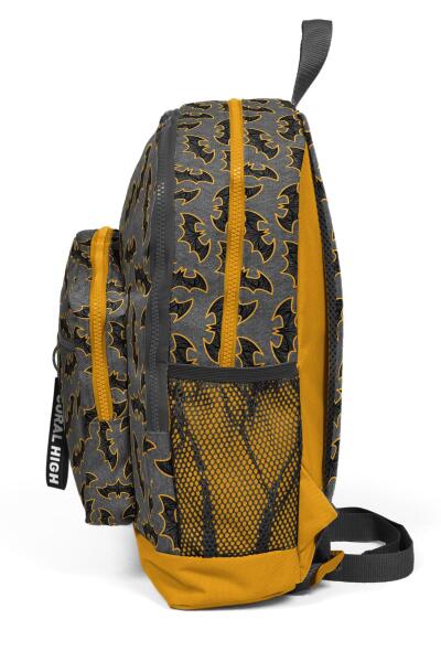 Coral High Kids Koyu Gri Hardal Yarasa Desenli Dört Bölmeli Okul Sırt Çantası 23721 - 2