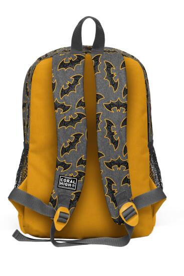 Coral High Kids Koyu Gri Hardal Yarasa Desenli Dört Bölmeli Okul Sırt Çantası 23721 - 4