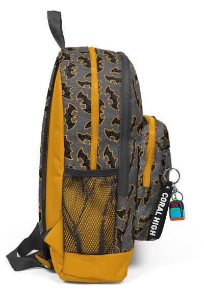 Coral High Kids Koyu Gri Hardal Yarasa Desenli Dört Bölmeli Okul Sırt Çantası 23721 - 6