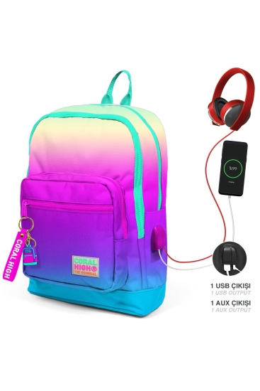 Coral High Kids Renk Geçişli Dört Bölmeli USB'li Okul Sırt Çantası 23810 