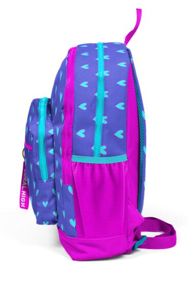 Coral High Kids Lavanta Pembe Kalp Desenli Dört Bölmeli Okul Sırt Çantası 23706 - 2