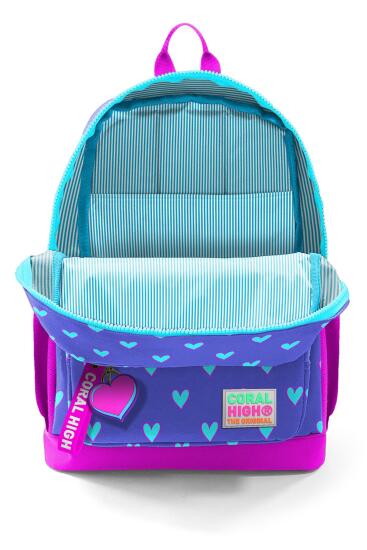 Coral High Kids Lavanta Pembe Kalp Desenli Dört Bölmeli Okul Sırt Çantası 23706 - 3