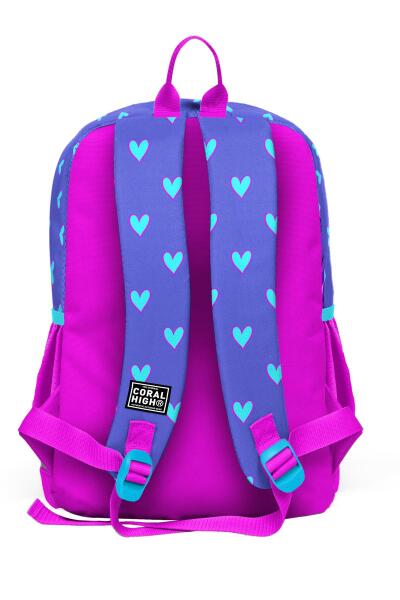 Coral High Kids Lavanta Pembe Kalp Desenli Dört Bölmeli Okul Sırt Çantası 23706 - 4