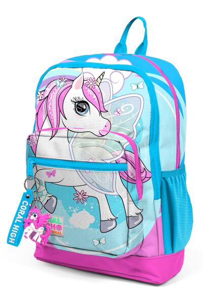 Coral High Kids Mavi Neon Pembe Ünicorn Desenli Dört Bölmeli Okul Sırt Çantası 23711 - 9