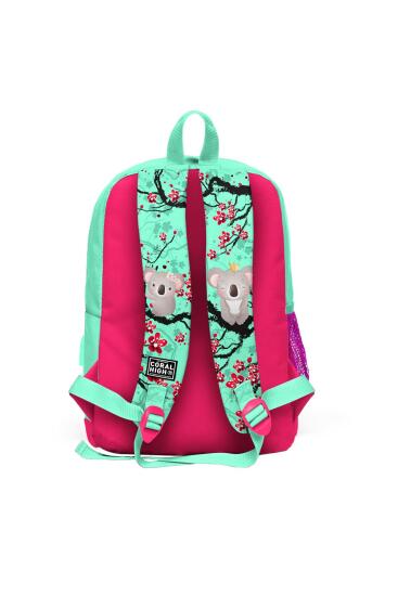 Coral High Kids Su Yeşili Neon Mercan Koala Desenli Dört Bölmeli USB'li Okul Sırt Çantası 23813 - 4