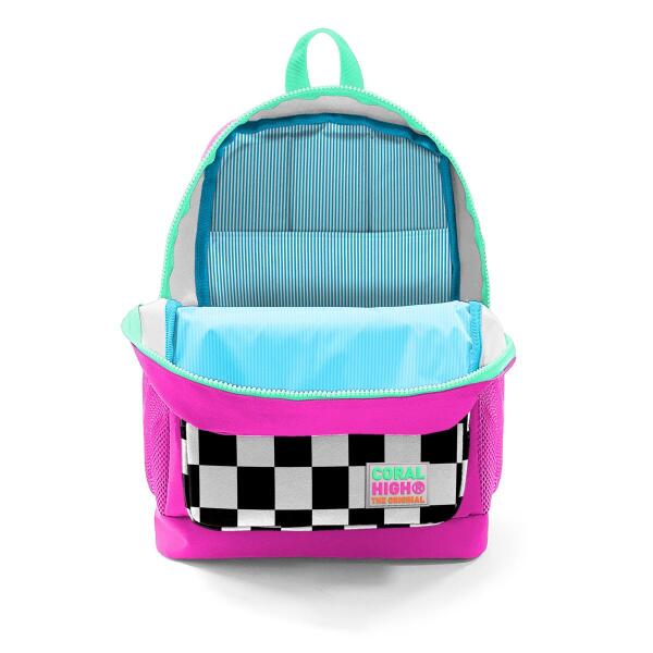 Coral High Kids Neon Pembe Dama Desenli Dört Bölmeli Okul Çantası 23701 - 4