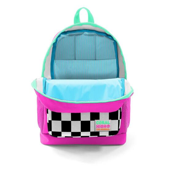 Coral High Kids Neon Pembe Dama Desenli Dört Bölmeli Okul Çantası 23701 - 4