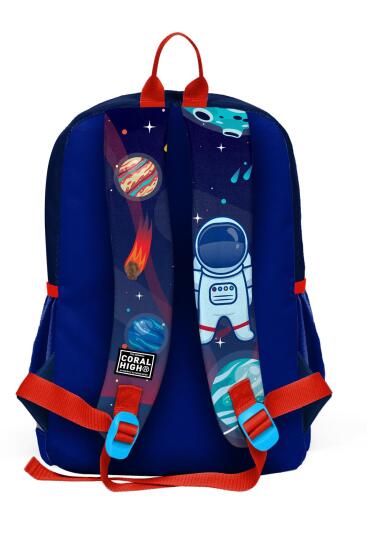 Coral High Kids Saks Mavi Astronot Desenli Dört Bölmeli Okul Sırt Çantası 23724 - 4