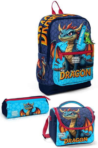 Coral High Kids Dragon Desenli 3’lü Okul Çanta Seti SET0133213 - 1