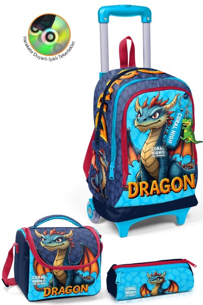 Coral High Kids Dragon Desenli Çekçekli 3'lü Çanta Seti SET0134013 - 1