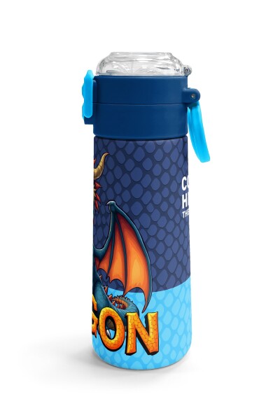 Coral High Kids Dragon Desenli Pipetli ve Direkt İçim Çelik Termos 500 ml 38113 - 3