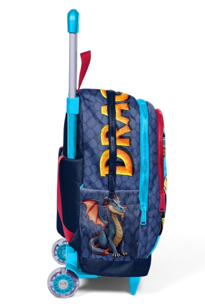Coral High Kids Dragon Desenli Üç Bölmeli Çekçekli Okul Sırt Çantası 34013 - 7