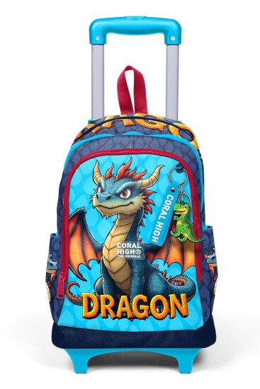 Coral High Kids Dragon Desenli Üç Bölmeli Çekçekli Okul Sırt Çantası 34013 - 8