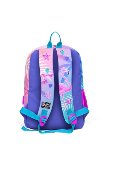 Coral High Kids Lavanta Pembe Flamingo Desenli Dört Bölmeli USB'li Okul Sırt Çantası 23805 - 4
