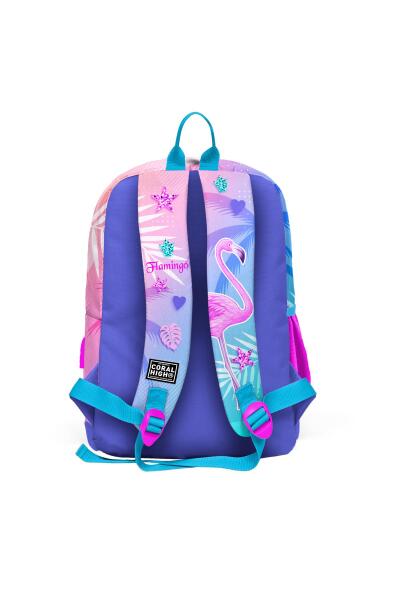 Coral High Kids Lavanta Pembe Flamingo Desenli Dört Bölmeli USB'li Okul Sırt Çantası 23805 - 4