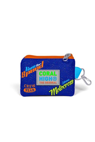 Coral High Kids Fosforlu Sarı Saks Motorsiklet Desenli Bozuk Para Çantası 21842 - 2