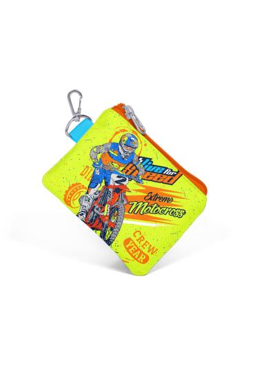 Coral High Kids Fosforlu Sarı Saks Motorsiklet Desenli Bozuk Para Çantası 21842 - 3