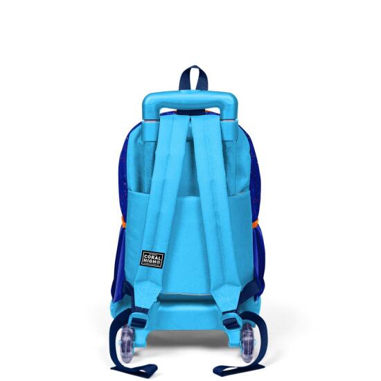 Coral High Kids Fosforlu Sarı Saks Motorsiklet Desenli Çekçekli 3'lü Çanta Seti SET0123942 - 5