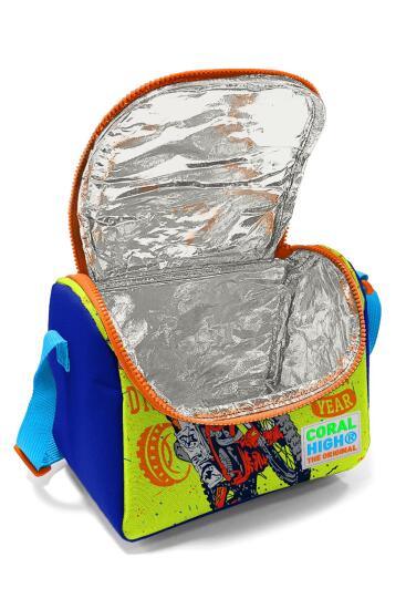 Coral High Kids Fosforlu Sarı Saks Motorsiklet Desenli Thermo Beslenme Çantası 11742 - 4