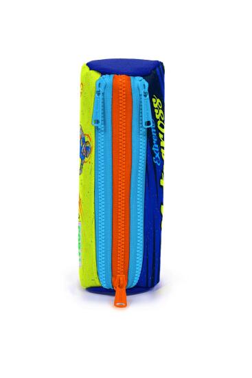 Coral High Kids Fosforlu Sarı Saks Motorsiklet Desenli Üç Bölmeli Kalem Çantası 22042 - 2