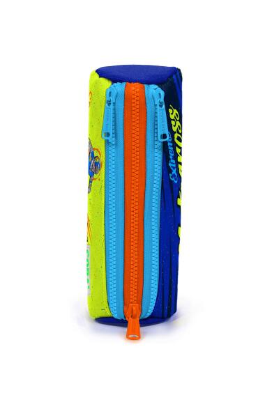 Coral High Kids Fosforlu Sarı Saks Motorsiklet Desenli Üç Bölmeli Kalem Çantası 22042 - 2