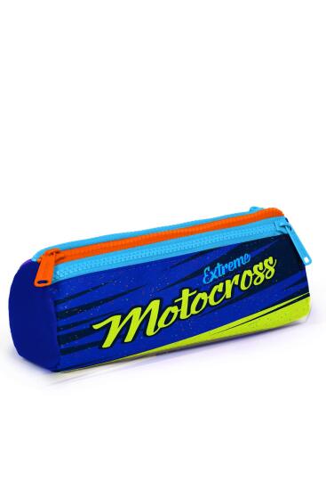 Coral High Kids Fosforlu Sarı Saks Motorsiklet Desenli Üç Bölmeli Kalem Çantası 22042 - 3