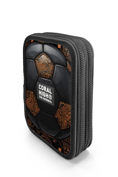 Coral High Kids Futbol Desenli Çift Katlı Kalem Çanta 31106 - 2