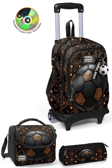 Coral High Kids Futbol Desenli Desenli Çekçekli 3'lü Çanta Seti SET0134017 