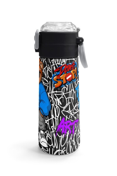 Coral High Kids Grafiti Ayıcık Desenli Pipetli ve Direkt İçim Çelik Termos 500 ml 38132 - 3