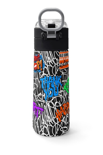 Coral High Kids Grafiti Ayıcık Desenli Pipetli ve Direkt İçim Çelik Termos 500 ml 38132 - 4
