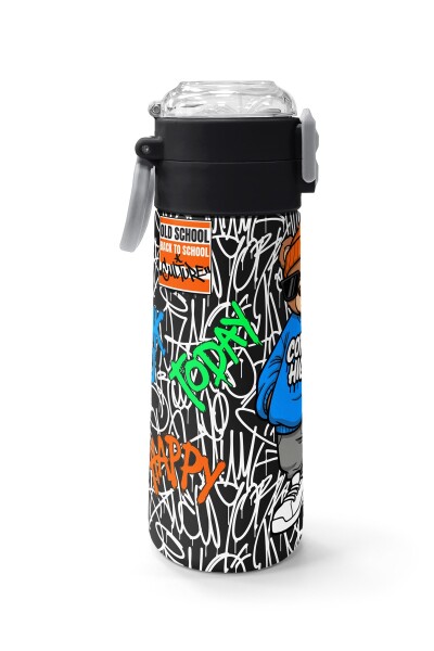 Coral High Kids Grafiti Ayıcık Desenli Pipetli ve Direkt İçim Çelik Termos 500 ml 38132 - 2