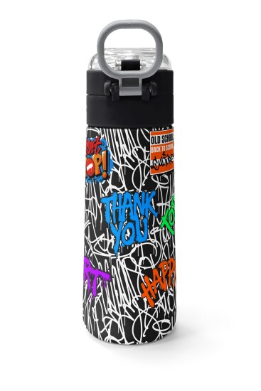 Coral High Kids Grafiti Ayıcık Desenli Pipetli ve Direkt İçim Çelik Termos 500 ml 38132 - 4