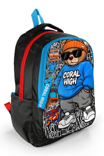 Coral High Kids Grafiti Ayıcık Desenli Üç Bölmeli Okul Sırt Çantası 33250 
